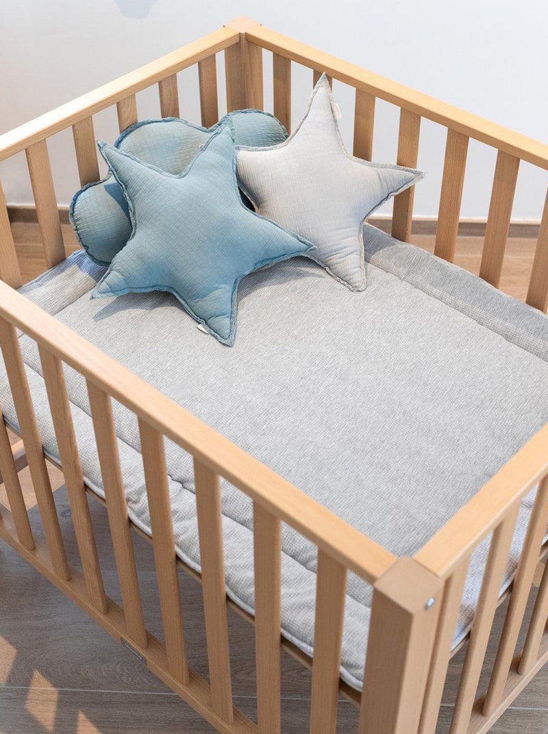 Bemini Tapis de parc et jeu Pady waffle Bio et jersey Bio Gris chiné - Kiabi