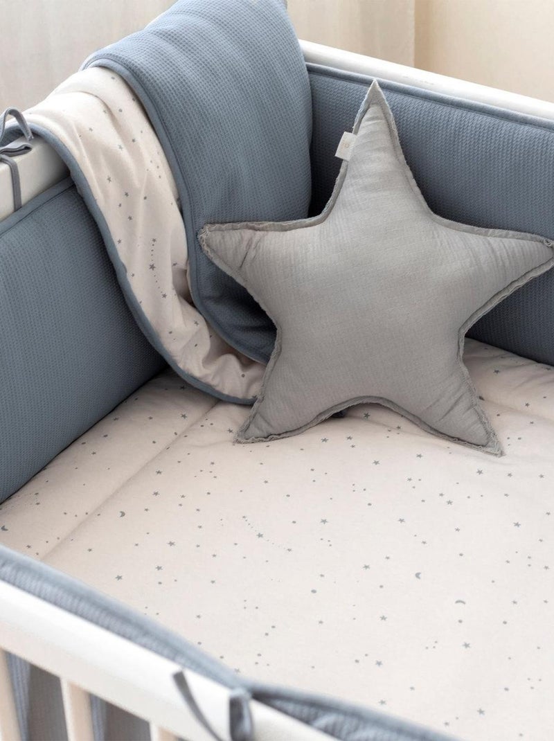 Bemini Tapis de parc et jeu Pady waffle et jersey bio Bleu ardoise - Kiabi