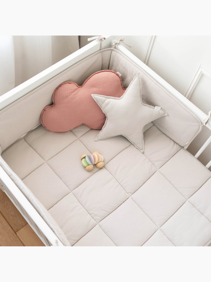 Bemini Tour de lit et parc Jersey texturé doux Beige sable - Kiabi