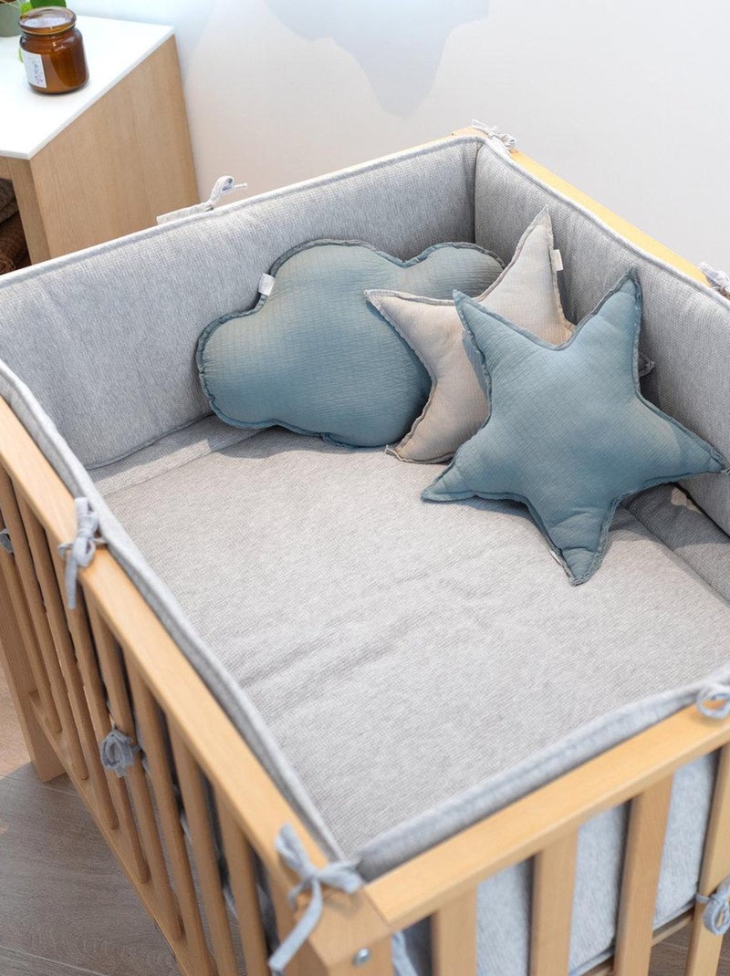 Bemini Tour de parc réversible Pady waffle et jersey bio Gris chiné - Kiabi