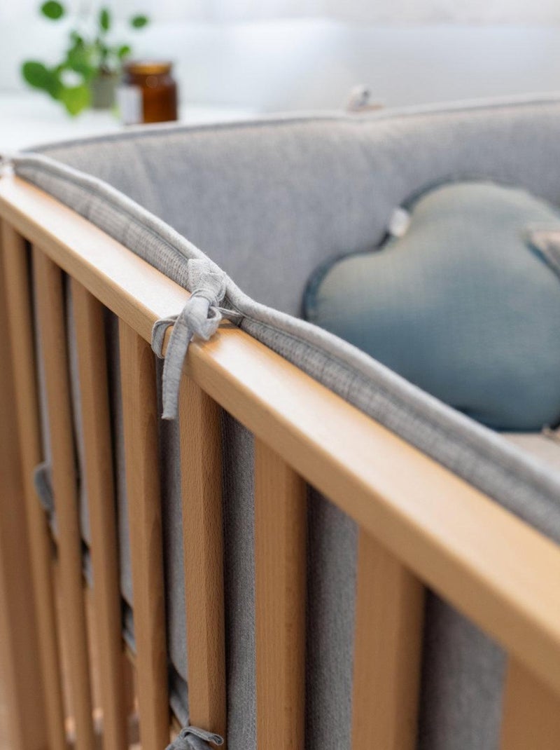 Bemini Tour de parc réversible Pady waffle et jersey bio Gris chiné - Kiabi