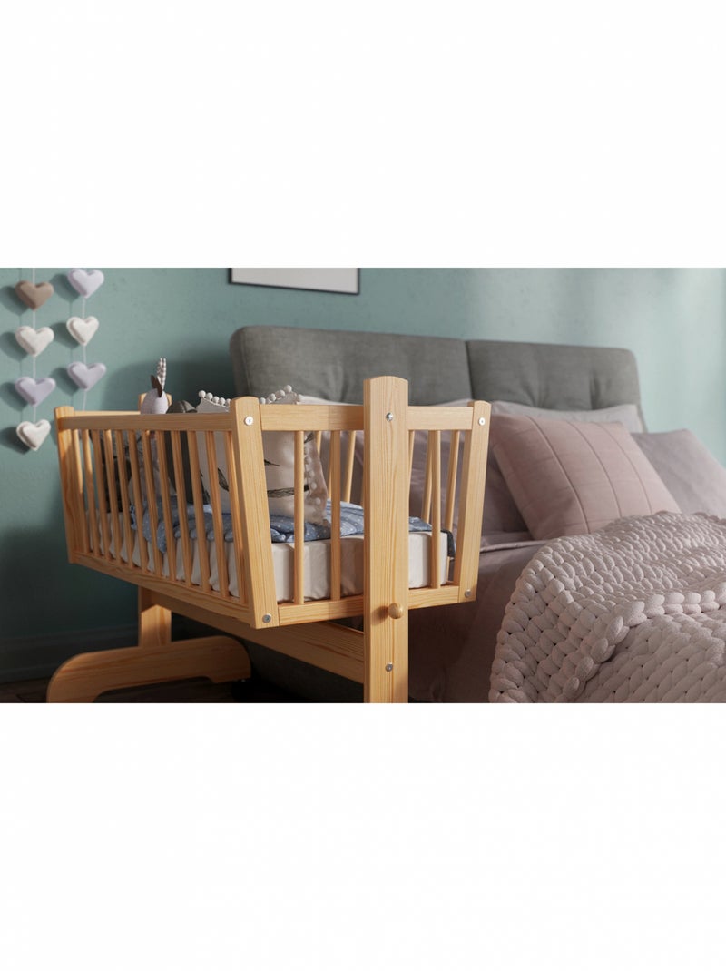 Berceau bébé - EMILIE - 90x40 cm - Matelas Inclus - Bois Beige - Kiabi