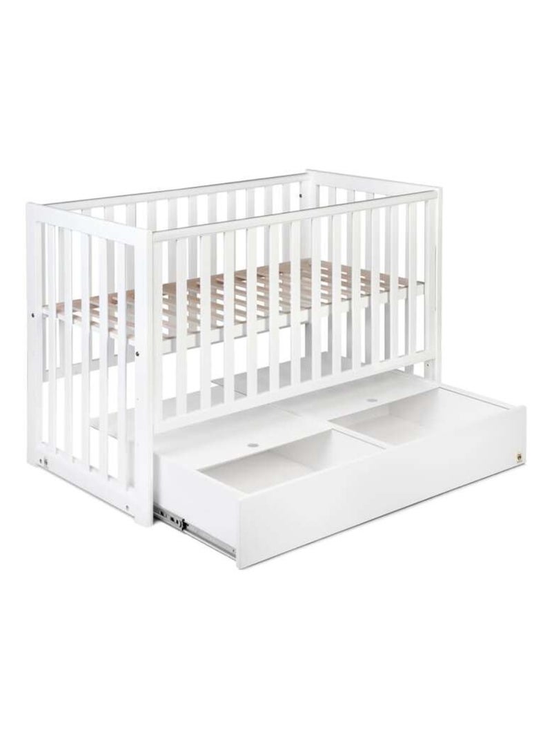 Berceau bébé YappyDue avec sommier réglable et tiroir Blanc - Kiabi