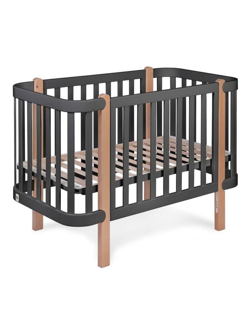 Berceau bébé YappyÉtude avec sommier réglable et inclinable gris anthracite - Kiabi