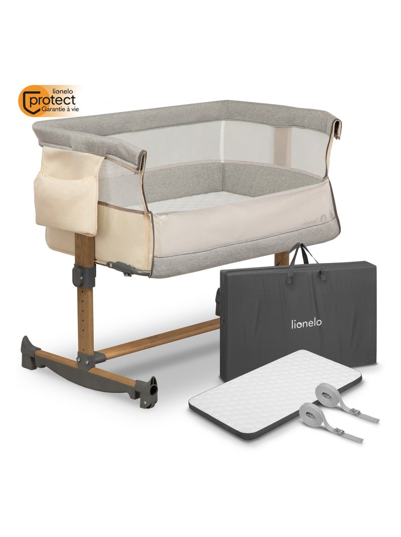 Berceau cododo 3en1 LIONELO Leonie - Matelas 4cm en coton - Hauteur et inclinaison réglables Blanc Beige Gris - Kiabi
