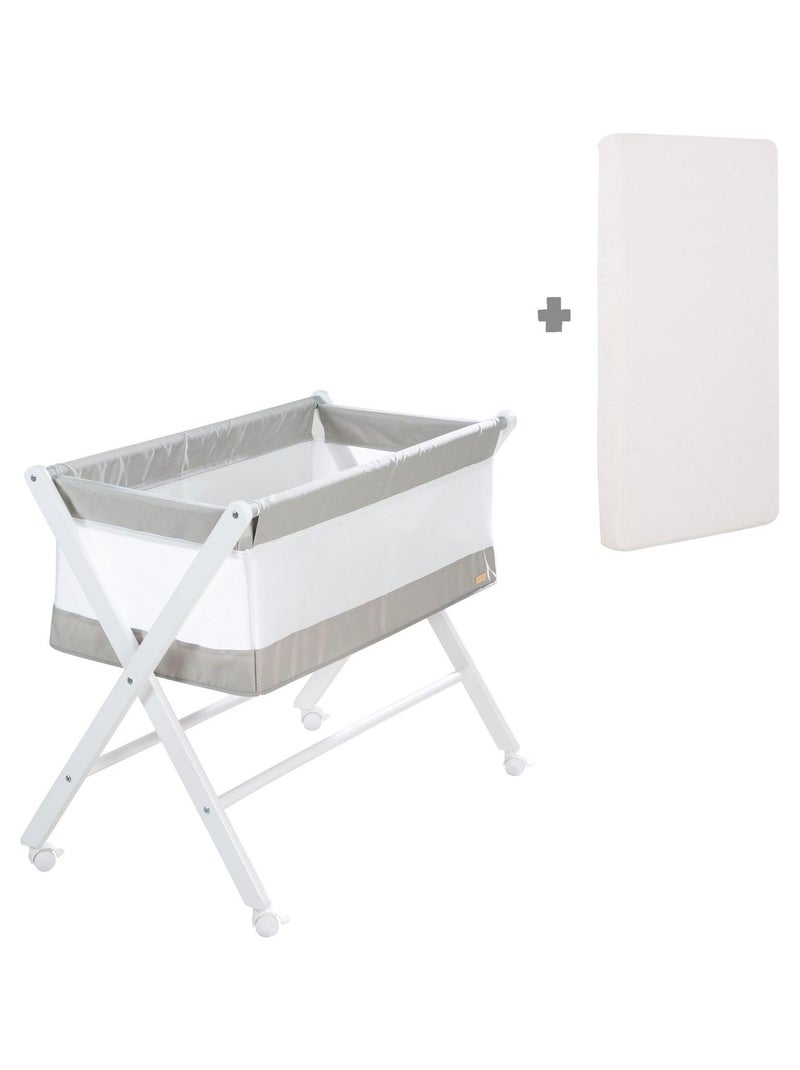 Berceau cododo pliable avec matelas et roulettes ? freins - ROBA Blanc Gris - Kiabi