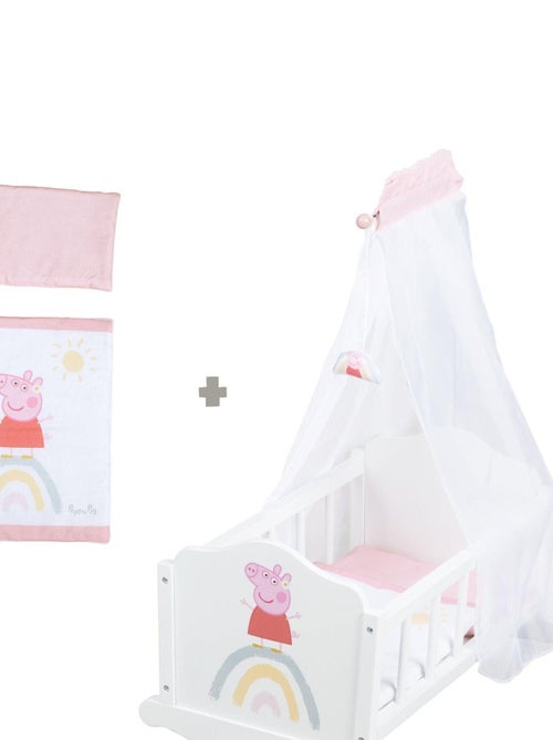 Berceau de poupée en bois avec linge de lit 'Peppa Pig' ROBA - Kiabi