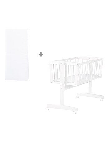 Berceau en bois avec roulettes à freins et matelas - ROBA