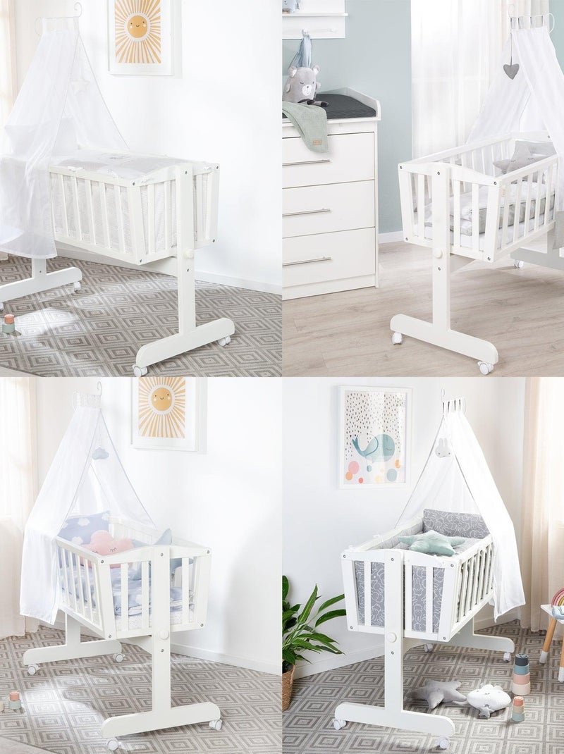 Berceau en bois avec roulettes à freins et matelas - ROBA Blanc - Kiabi