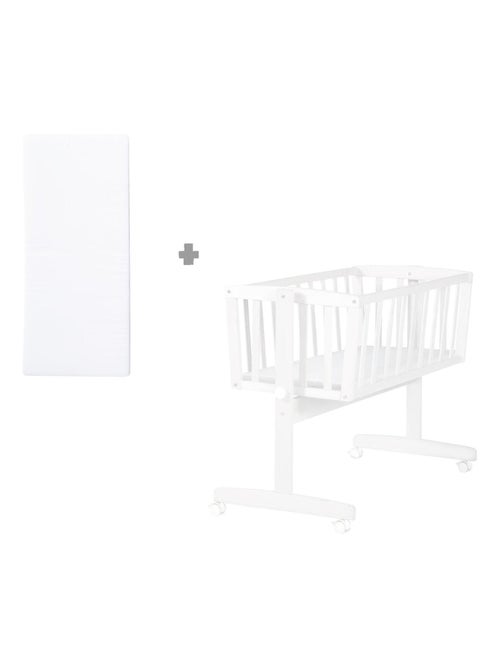 Berceau en bois avec roulettes à freins et matelas - ROBA - Kiabi