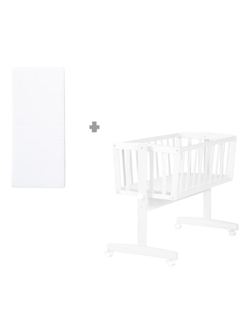 Berceau en bois avec roulettes à freins et matelas - ROBA Blanc - Kiabi