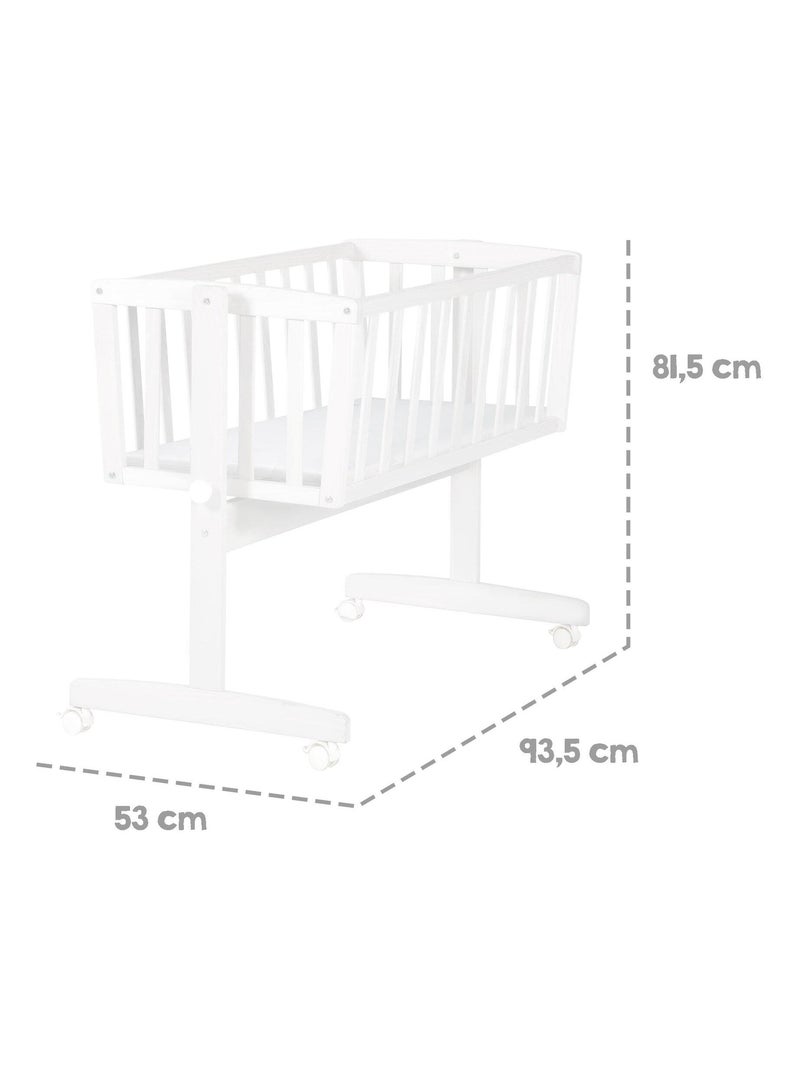 Berceau en bois avec roulettes à freins et matelas - ROBA Blanc - Kiabi