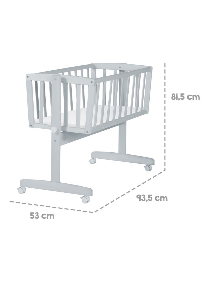 Berceau en bois avec roulettes à freins et matelas - ROBA Gris taupe - Kiabi