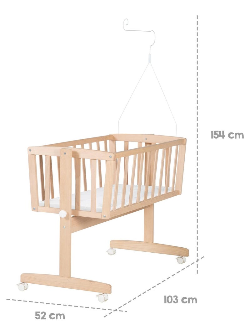 Berceau en hêtre Bio avec équipement complet - Motif chouette - 'Roba adam et eule' Marron clair - Kiabi