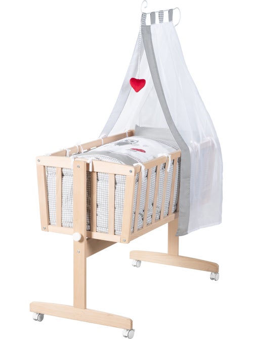 Berceau en hêtre Bio avec literie complète imprimée hibou 'Adam et Eule' ROBA - Kiabi