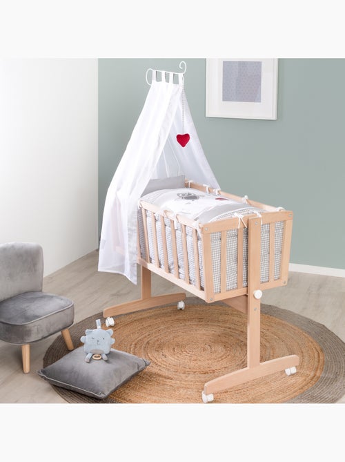 Berceau en hêtre Bio avec literie complète imprimée hibou 'Adam et Eule' ROBA - Kiabi