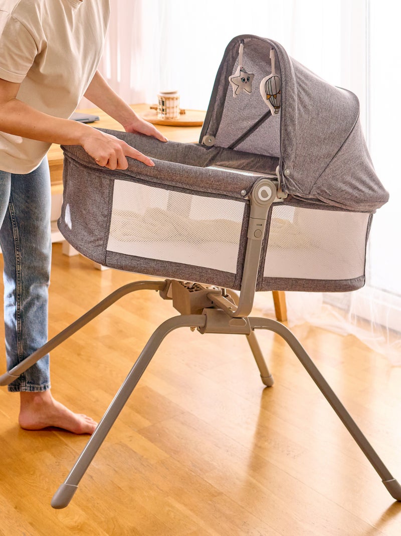 Berceau et Lit Bébé LIONELO Malin - Lit parapluie - Jusqu'à 9kg - Avec matelas - Sac de transport Gris Blanc - Kiabi