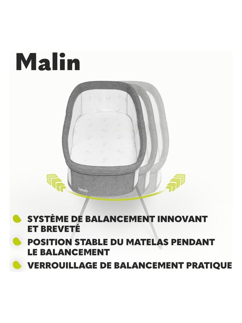 Berceau et Lit Bébé LIONELO Malin - Lit parapluie - Jusqu'à 9kg - Avec matelas - Sac de transport Gris Blanc - Kiabi
