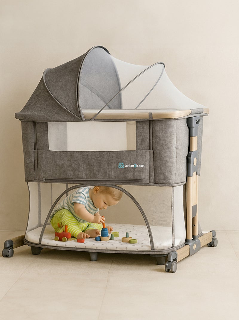 Berceau évolutif LEO gris : Cododo / Lit bebe / Parc enfant Gris - Kiabi
