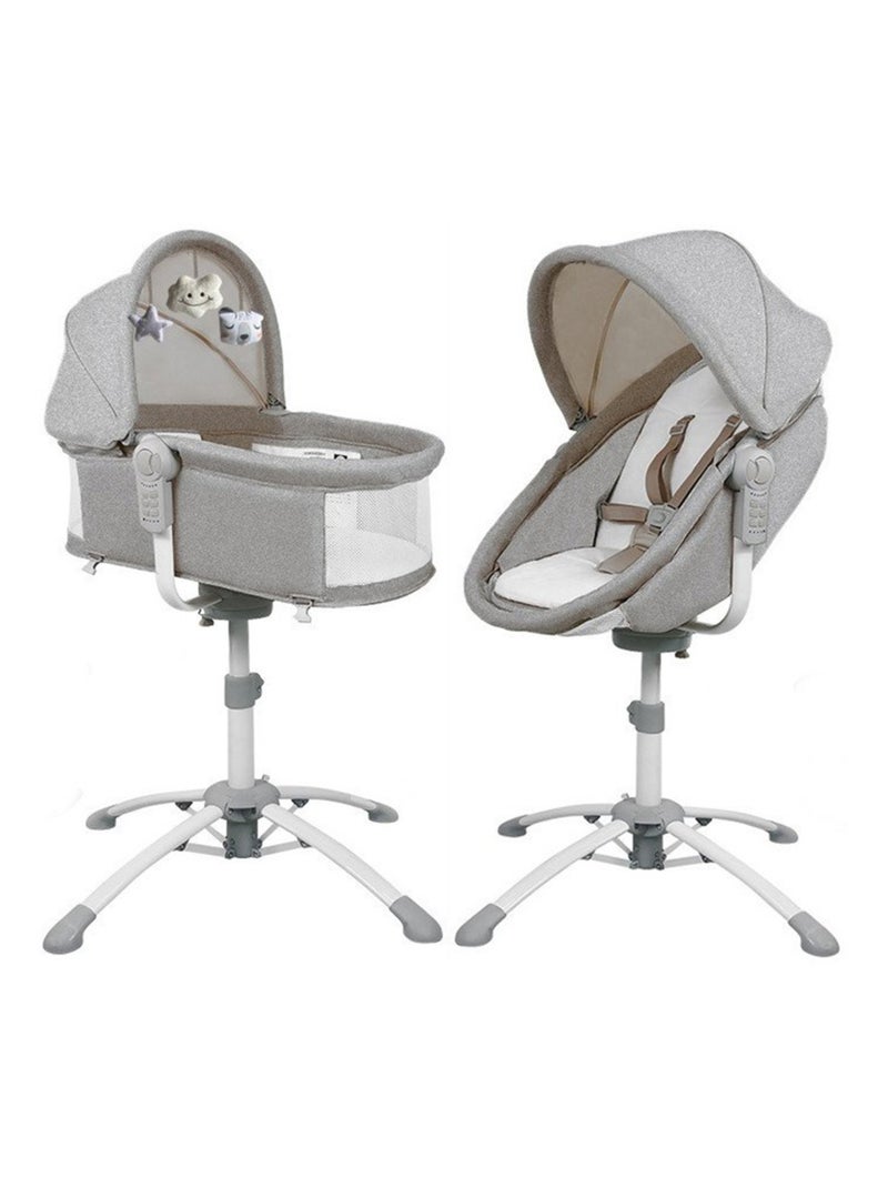 Berceau evolutif multifonction 4 en 1 : Balancelle éléctrique, chaise haute, transat : Louna Gris - Kiabi