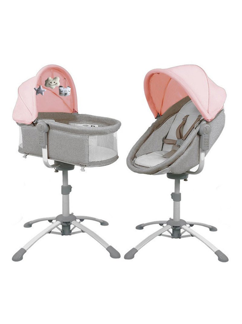 Berceau evolutif multifonction 4 en 1 : Balancelle éléctrique, chaise haute, transat : Louna Rose - Kiabi