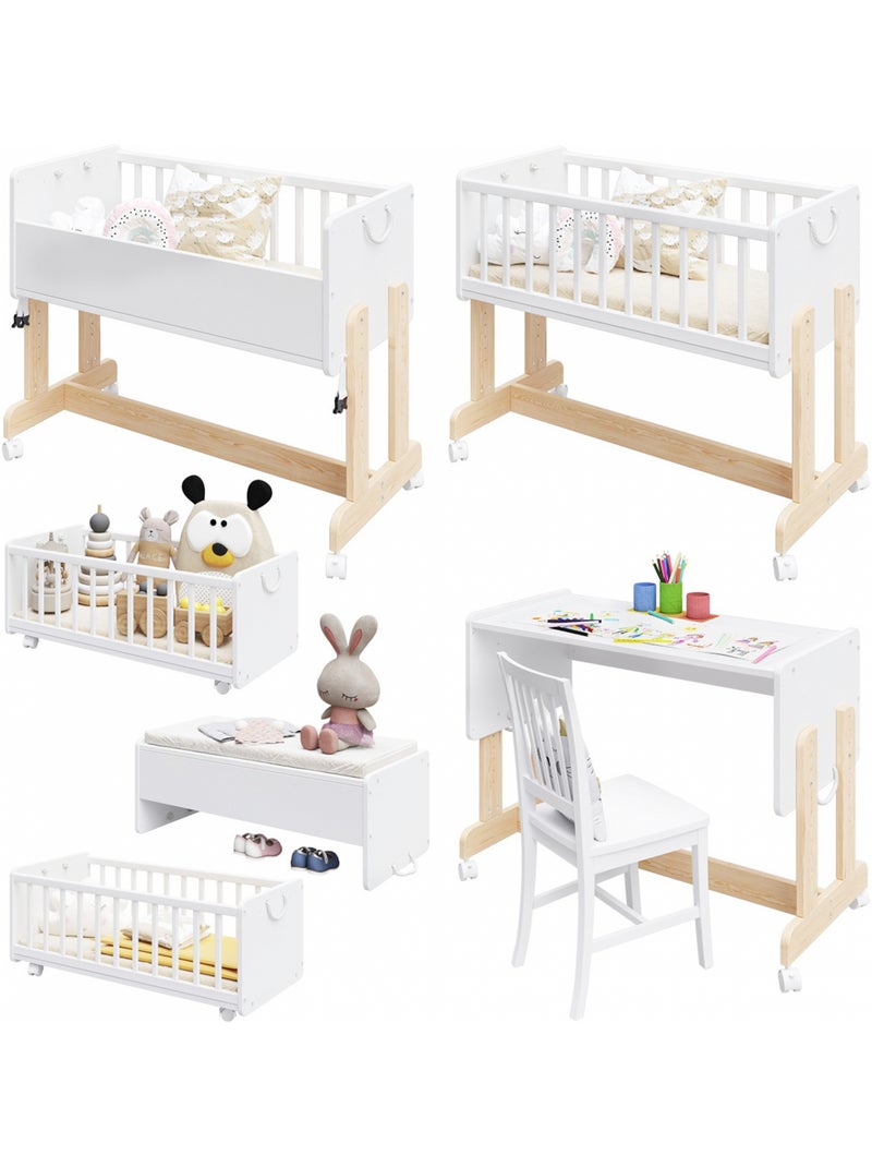 Berceau Lit Cododo 5 en 1 - ORNELLA - Matelas inclus Blanc Beige - Kiabi