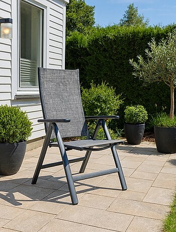BERENA Lot de 2 fauteuils aluminium et toile PVC