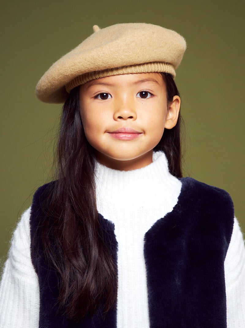 Beret en laine beige - Kiabi