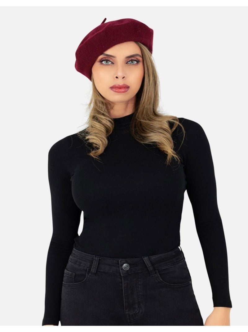 Beret en laine Kebello Bordeaux - Kiabi