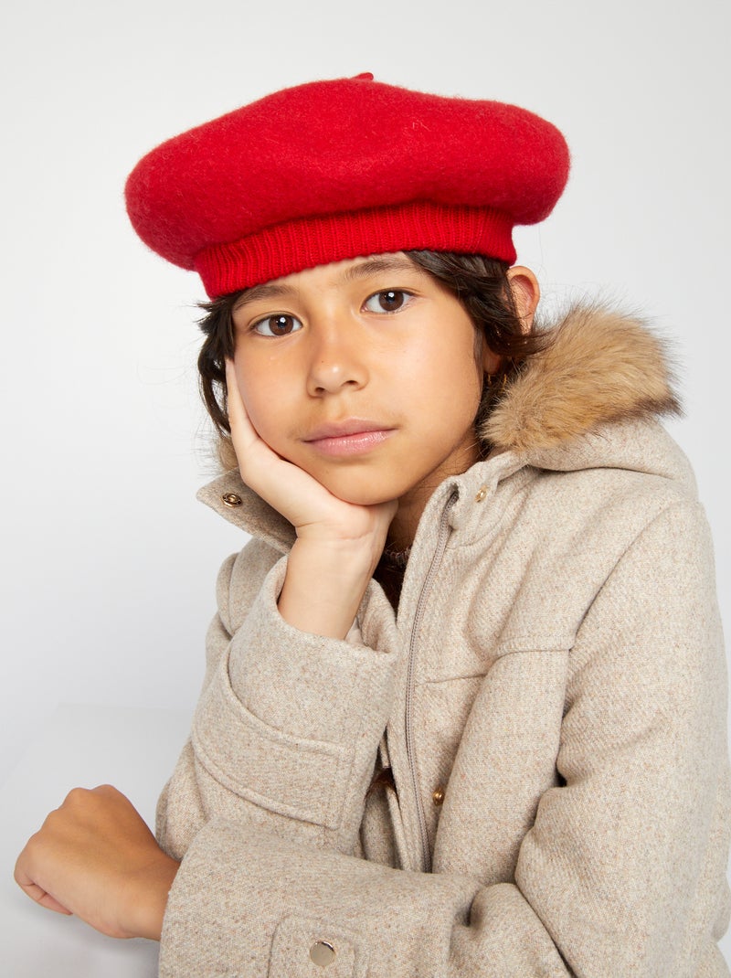 Beret en laine Rouge - Kiabi