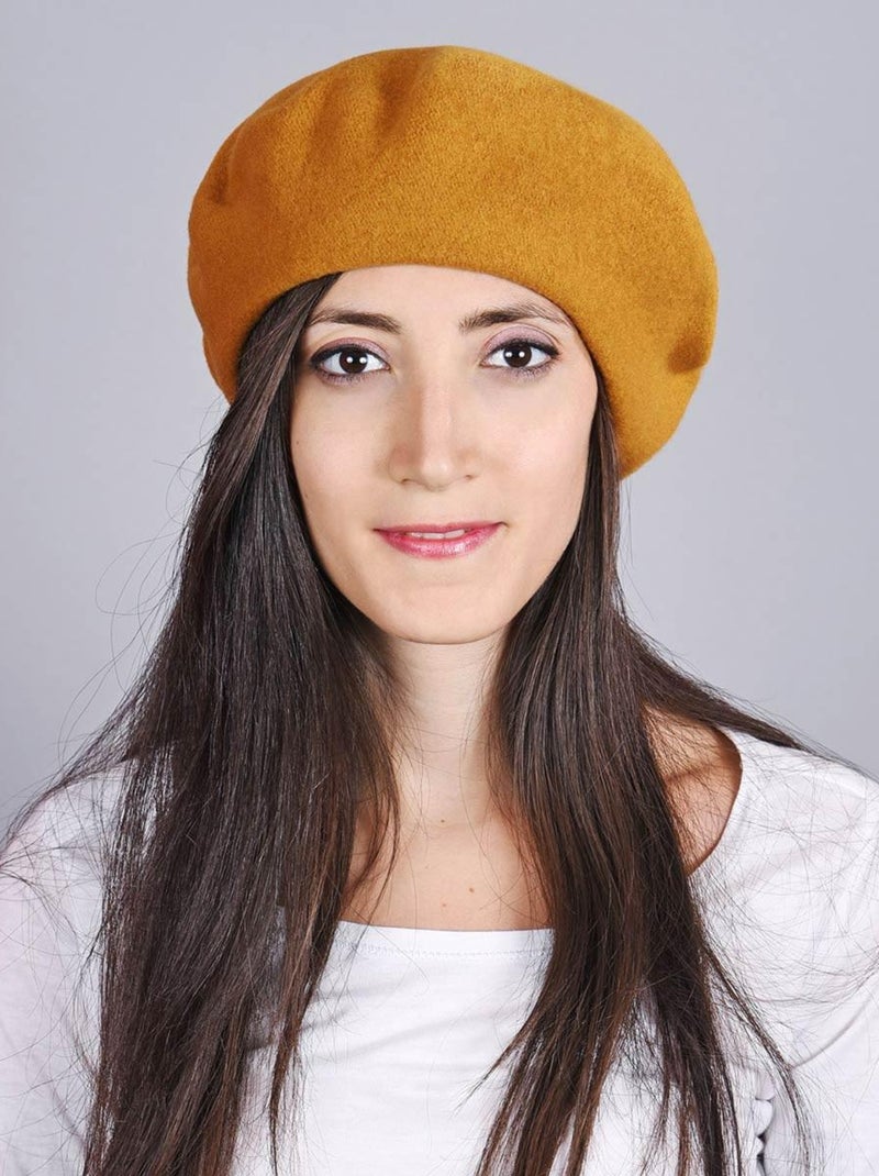 Béret Feutre de Laine Yva - Made in UE Jaune moutarde - Kiabi