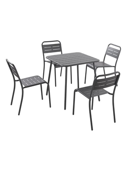 BERGAME - Ensemble table + chaises gris foncé 4 places - Kiabi