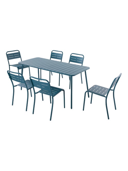 BERGAME - Ensemble table et chaises 6 personnes bleu - Kiabi