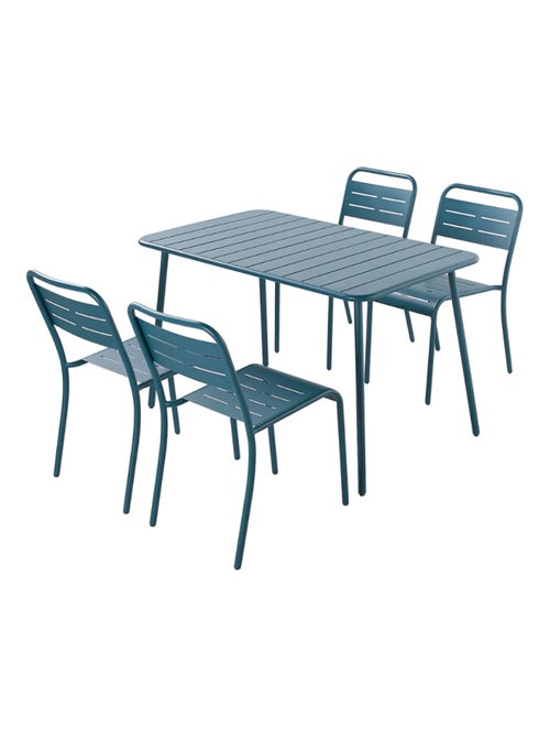 BERGAME - Ensemble table et chaises bleu 4/6 places - Kiabi