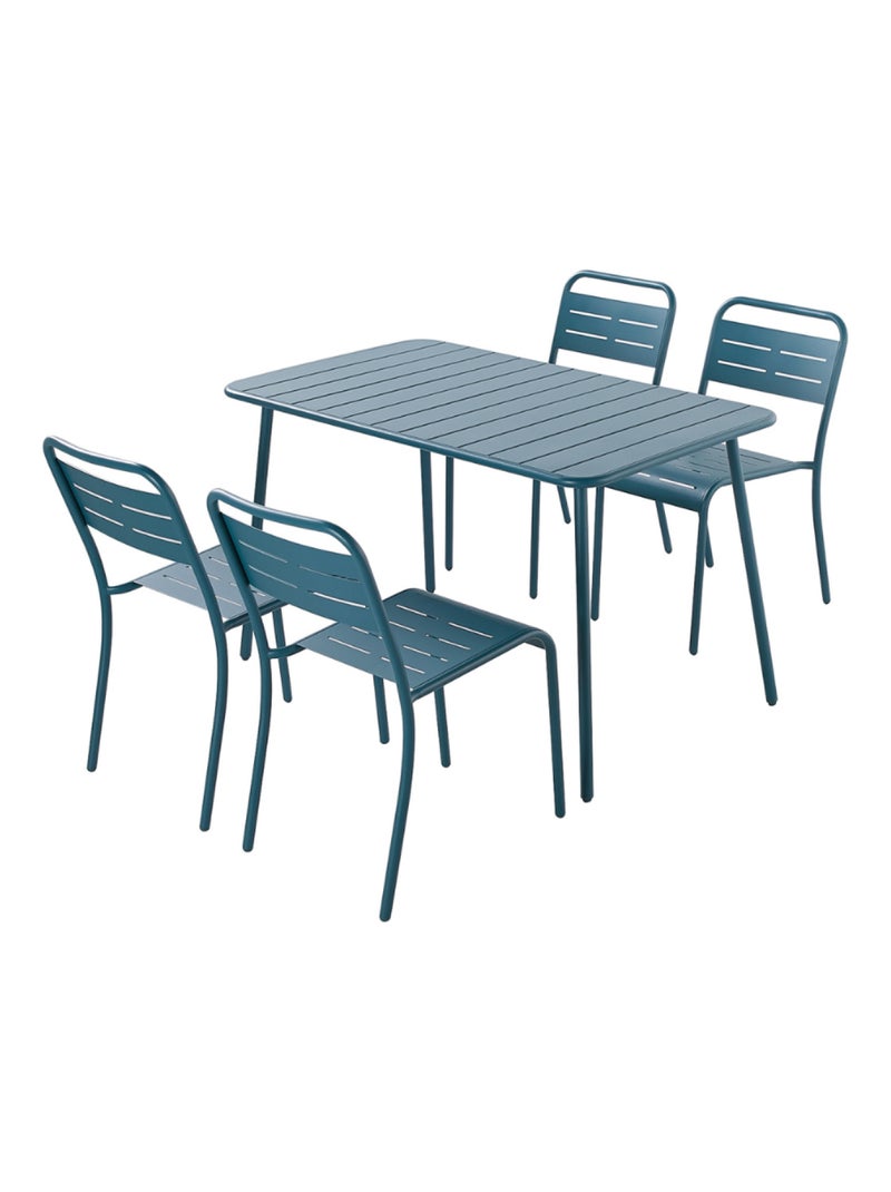 BERGAME - Ensemble table et chaises bleu 4/6 places Bleu - Kiabi