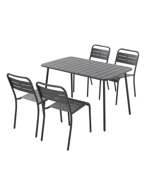 BERGAME - Ensemble table et chaises gris foncé 4/6 places - Kiabi