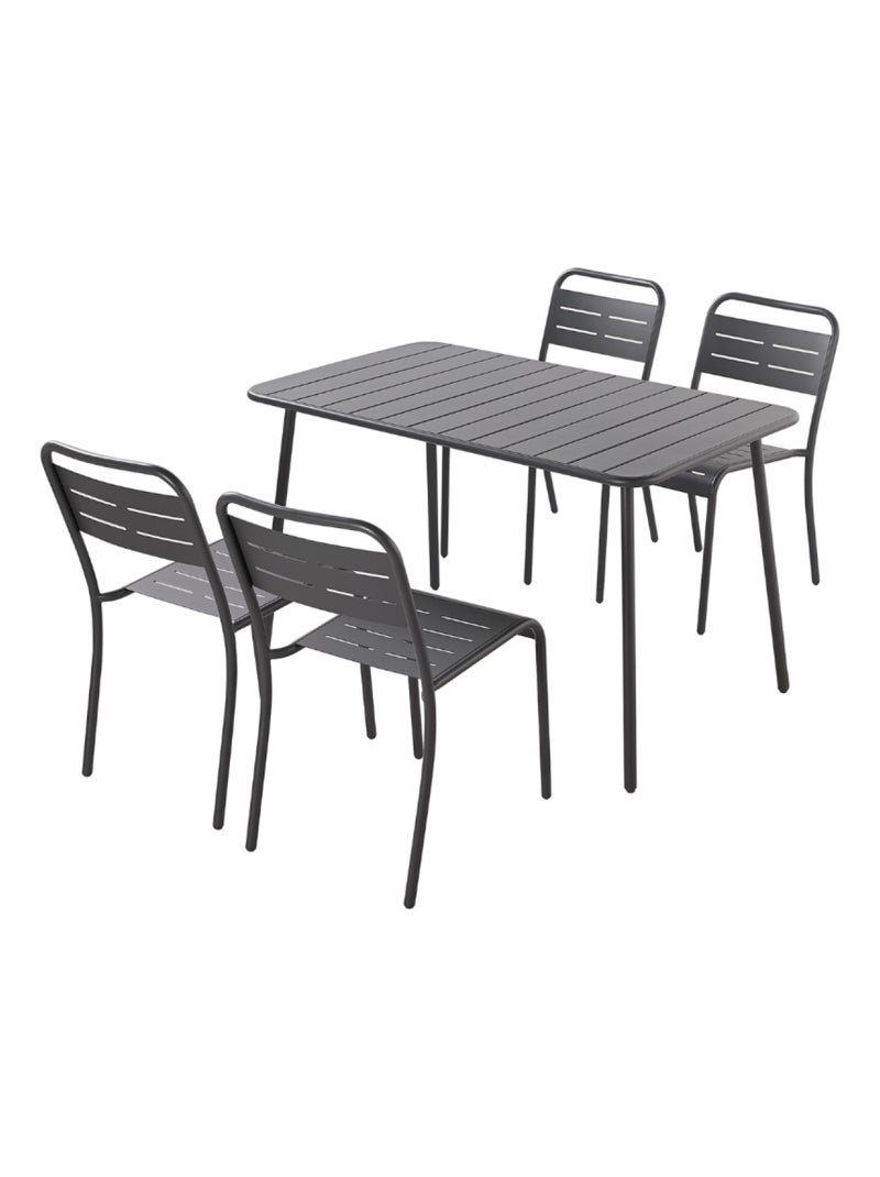BERGAME - Ensemble table et chaises gris foncé 4/6 places Gris - Kiabi