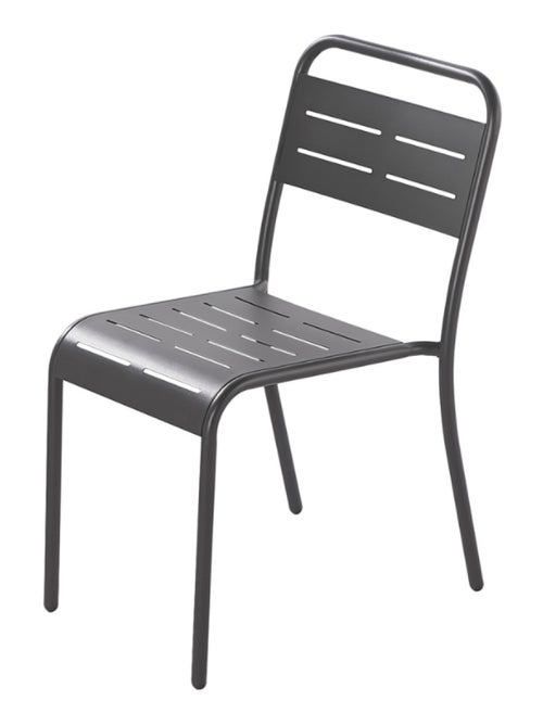 BERGAME - Lot de 4 chaises en acier gris foncé - Kiabi