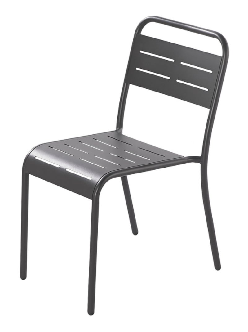 BERGAME - Lot de 4 chaises en acier gris foncé Gris - Kiabi