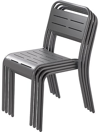 BERGAME - Lot de 6 chaises en acier bleu