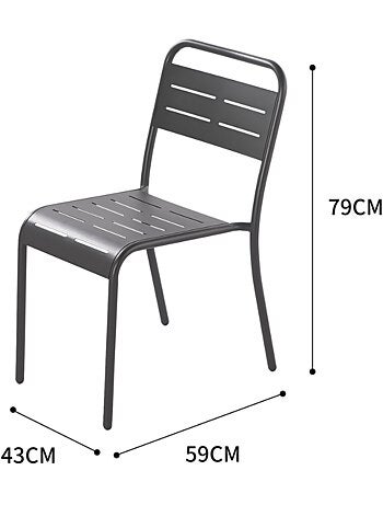 BERGAME - Lot de 6 chaises en acier bleu