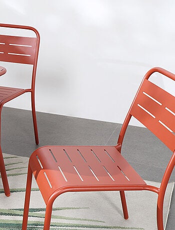 BERGAME - Lot de 6 chaises salon de jardin repas terracotta