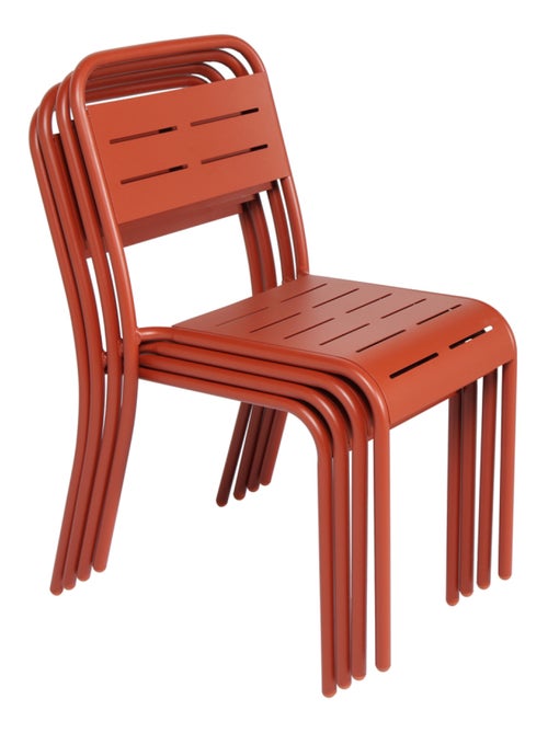 BERGAME - Lot de 6 chaises salon de jardin repas terracotta - Kiabi