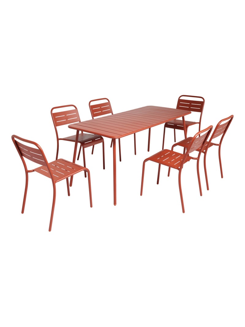 BERGAME - Salon de jardin repas 6 places terracotta Terracotta - Kiabi