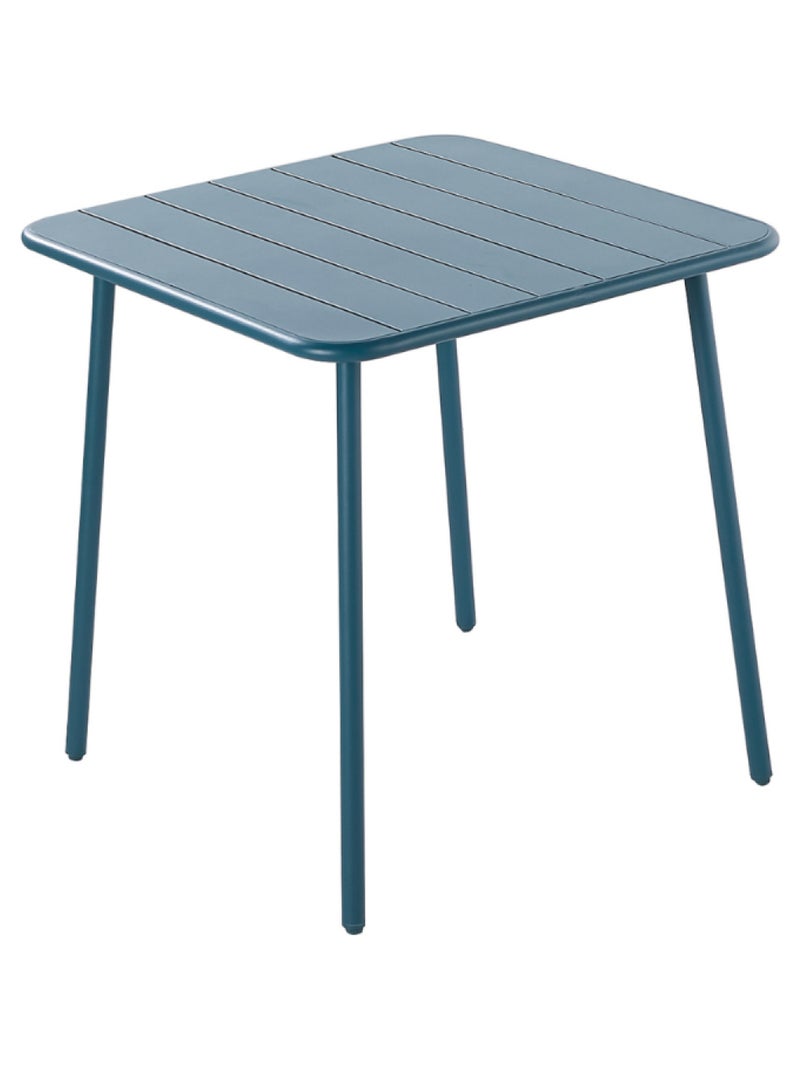 BERGAME - Table de jardin carrée en acier bleu 4 places Bleu - Kiabi