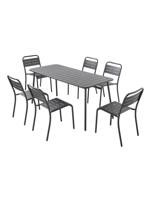 BERGAME -Ensemble table et chaises 6 personnes gris foncé - Kiabi
