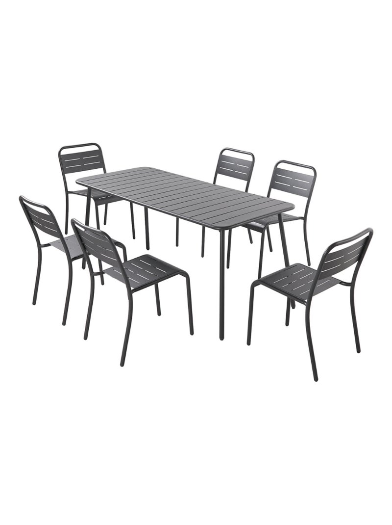 BERGAME -Ensemble table et chaises 6 personnes gris foncé Gris - Kiabi