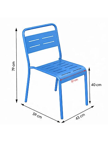 BERGAME Ensemble de 2 chaises de jardin empilables bleues