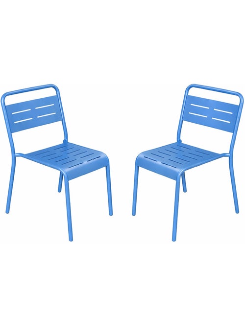BERGAME Ensemble de 2 chaises de jardin empilables bleues - Kiabi
