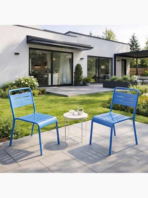 BERGAME Ensemble de 2 chaises de jardin empilables bleues - Kiabi